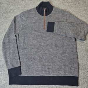 Untuckit‎ Mens Belguardo Jacquard 100% Extra Fine Merino Wool Qtr Zip Sweater XL